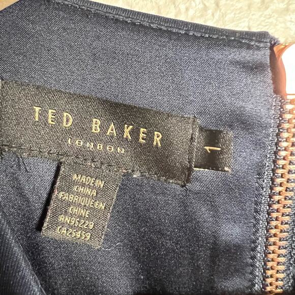 Ted Baker London Zyta Navy Blue Tapestry Floral Sleeveless Sheath Dress Sz 4 - Picture 7 of 9